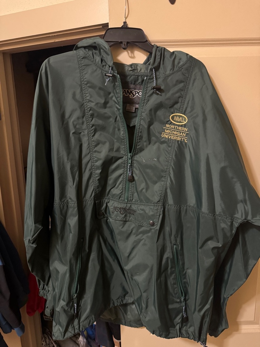 Jansport Dark Green Northern Michigan University Rain Jacket